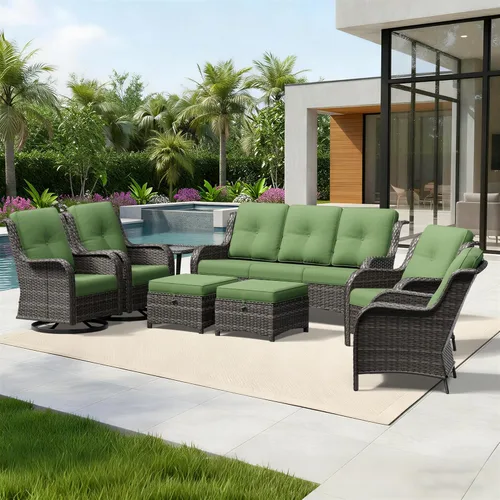 Miniatura 162 de Joyside Juego de sillas de mimbre para patio, juego de 3 piezas de mimbre para exteriores con 2 sillas reposabrazos y 1 mesa auxiliar para terraza