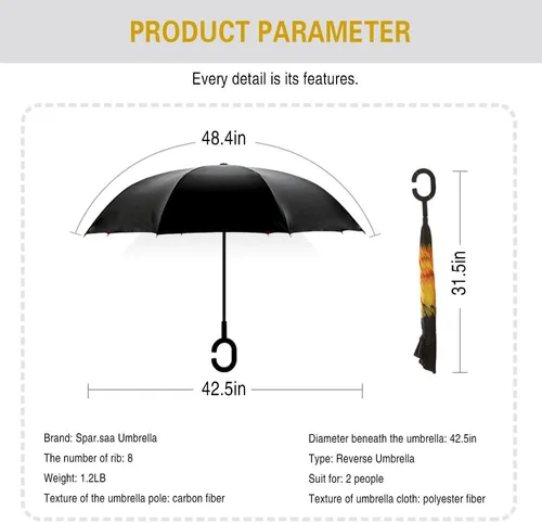 Miniatura 157 de SIEPASA Paraguas invertido invertido de 49/56 pulgadas, doble toldo extra grande, ventilado, resistente al viento, impermeable, paraguas de golf