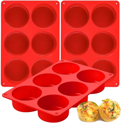 Miniatura 10 de Moldes de silicona para picar huevos, paquete de 3 moldes redondos profundos de 3 pulgadas para sándwiches de desayuno de huevo, tortillas, Blanco