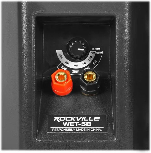 Miniatura 6 de Rockville WET-5B 70V/100V 5.25" Altavoz de pared para interiores y exteriores, IPX55, diseño impermeable ventilado, montaje giratorio, negro