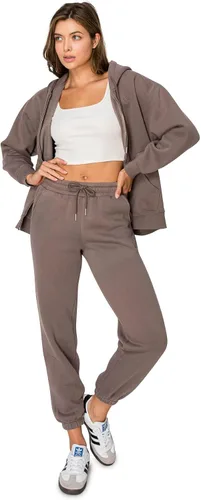 Miniatura 14 de Cali1850 Pantalón deportivo Cloud Nine Fleece para mujer, cintura alta, ajuste holgado, dos bolsillos, cintura elástica con cordón