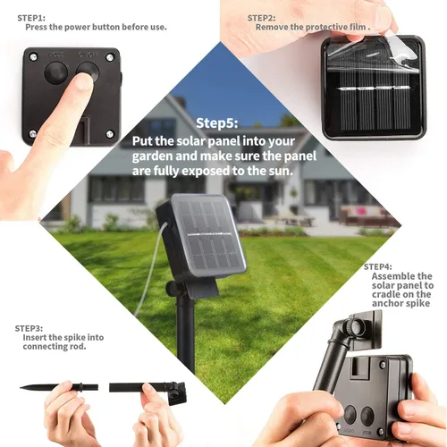 Miniatura 7 de Guirnalda de luces solares de libélula para exteriores, 20.8 pies, 30 luces LED impermeables con energía solar, 8 modos de luces decorativas