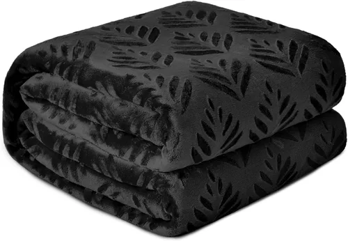 Exclusivo Mezcla Manta de forro polar para sofá, mantas súper suaves y acogedoras para todas las estaciones, patrón de hojas, felpa ligera, color