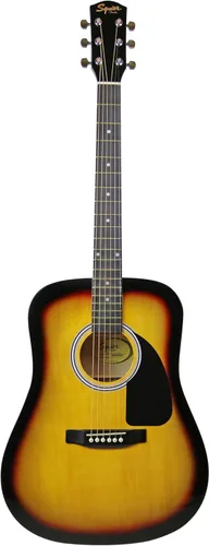 Miniatura 8 de Guitarra acústica Squier, por Fender, con garantía de 2 años, dreadnought con diapasón de arce, acabado brillante natural, parte posterior