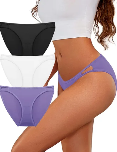 Ekouaer Pantaletas bikini de mujer sin costuras con microfibra y tirantes cortas Paquete de 3 colores surtidos