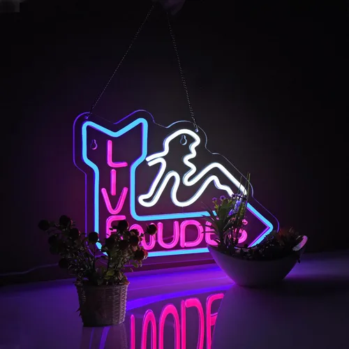 Miniatura 6 de Roouneon Letrero de neón de narguile para decoración de pared con interruptor regulable LED de neón rosa+rojo+azul+blanco+amarillo