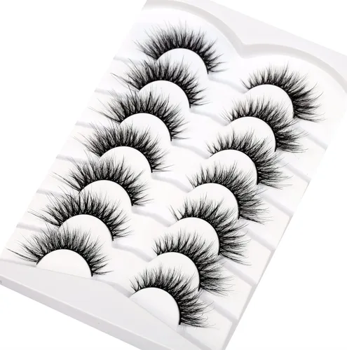 Miniatura 612 de Pooplunch - Pestañas postizas finas de visón sintético, estilo ojo de gato, naturales, cruzadas, tipo racimo, efecto 8D de volumen, tiras