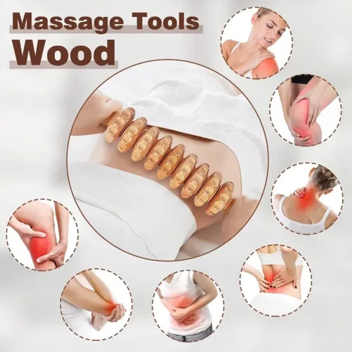 Miniatura 2 de JUANWAN Juego de herramientas de masaje de terapia de madera 10 en 1 Gua Sha Masajeador de madera para moldeo corporal Juego de herramientas
