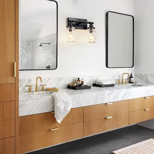 Miniatura 7 de Lámpara de tocador de baño de 2 luces, lámpara de baño negra, aplique de pared industrial de granja con pantallas de vidrio, lámpara de tocador