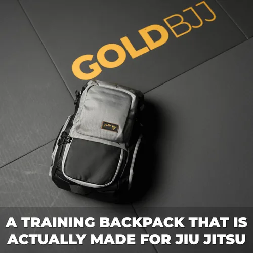 Miniatura 6 de Mochila dorada BJJ para Jiu Jitsu – Bolsa de deporte muy resistente con bolsillo impermeable de tejido de GI Gris