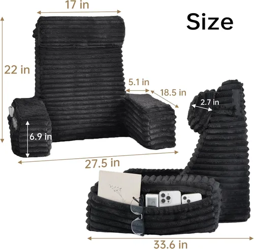 Miniatura 2 de ENITYA Almohada ergonómica XL de 22 pulgadas para sentarse, cojín de respaldo para reclinarse, jugar, descansar, ver la televisión, recuperarse