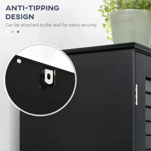 Miniatura 6 de HOMCOM Armario de almacenamiento alto y estrecho para baño con puertas y estantes ajustables, gabinete de lino independiente con 2 armarios