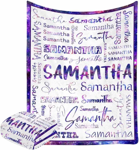 Miniatura 9 de Manta personalizada con nombre con fuente diferente y colorida para niños, mujeres y hombres, divertida decoración personalizada para el hogar, cama