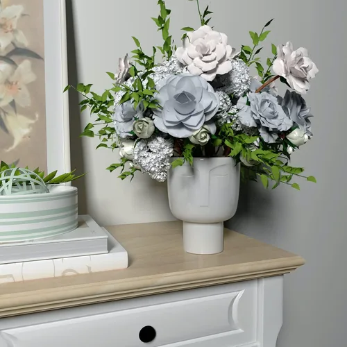 Miniatura 8 de Macetas para plantas de interior – Macetas altas de cerámica de riego automático de 7 pulgadas, maceta blanca mate con drenaje y maceta