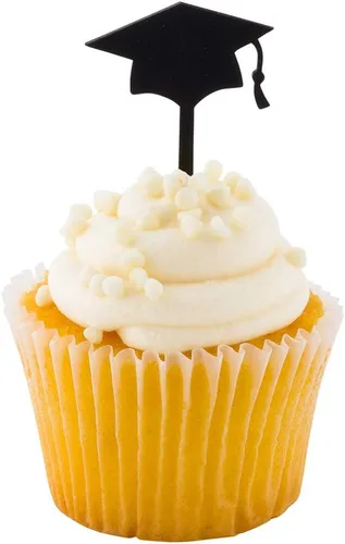 Miniatura 7 de Restaurantware Top Cake Toppers 8 x 3.8 pulgadas, 100 adornos de tiara para tartas, detalles de purpurina, cumpleaños, papel dorado, decoración