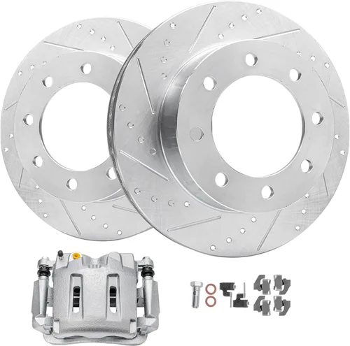 Miniatura 15 de Detroit Axle - Rotores de freno perforados traseros + repuesto de pinza de freno de disco trasera izquierda para Acura TL Honda Element - Juego de 3