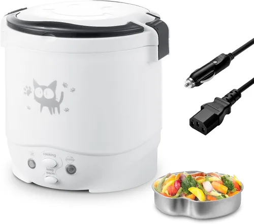 Miniatura 10 de OSBA Mini Arrocera, Arrocera de Viaje Pequeña de 1L 12V para Auto, Cocina para Sopa, Papilla y Arroz, Función de Cocinado, Calentamiento