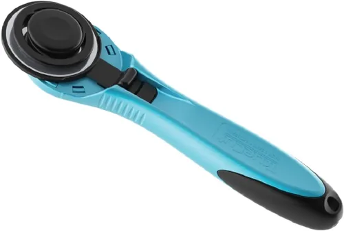 TrueCut - Cortador giratorio recto – Cortador de ruedas ergonómico de 1.772 in para tela y manualidades – zurdo o diestro – Regla de guía y guía –