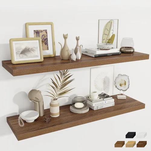 Miniatura 108 de Fun Memories Estantes flotantes de 12 pulgadas de profundidad, estantes de pared de madera de 16 x 12 pulgadas, estante de almacenamiento rústico