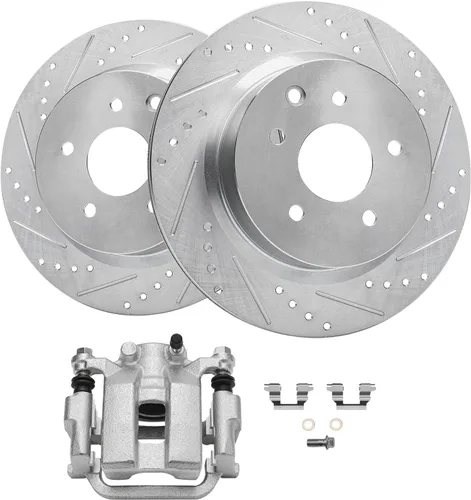 Miniatura 21 de Detroit Axle - Kit de frenos delanteros para Honda Accord 2003-2010, rotores de freno de disco perforados y ranurados de repuesto 2004 2005 2006