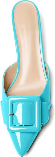Miniatura 3 de Eldof Sandalias de tacón bajo para mujer, zapatos de tacón bajo con punta puntiaguda, zapatos de tacón bajo sin cordones para vestir, boda, zapatos