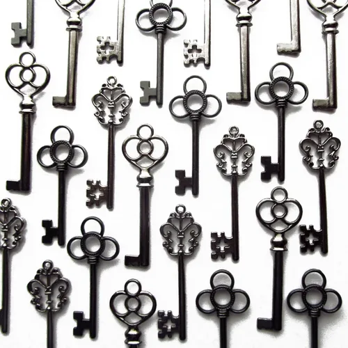 Miniatura 10 de Aokbean Juego mixto de 30 llaves de esqueleto grandes en bronce antiguo, juego de 30 llaves Oro rosa