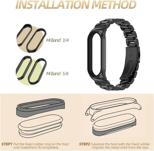Miniatura 6 de Mi Band 6 Mi Band 5 Correa para Xiaomi Mi Band 4 3, Correa de reloj de acero inoxidable Pulsera de repuesto de metal para Mi Smart Band 6