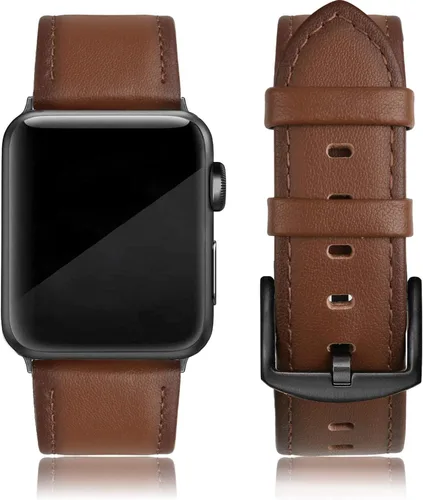 EDIMENS Correas de cuero compatibles con Apple Watch de 1.65/1.73 pulgadas, correa de muñeca de cuero genuino vintage para hombre y mujer, correa de