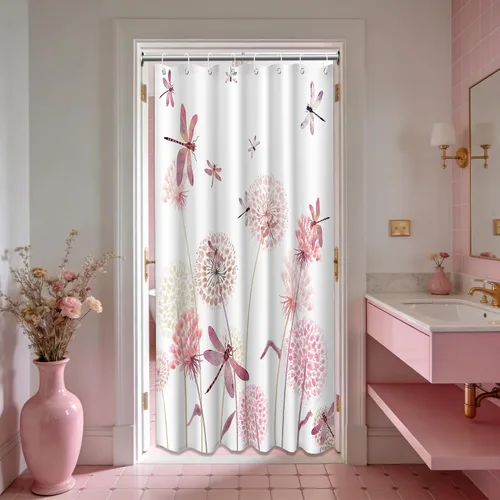 Miniatura 113 de Cortina de ducha floral para primavera y verano, flores silvestres, flores y mariposas, decoración de baño, tela impermeable con ganchos, 70