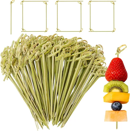 Miniatura 7 de 1200 piezas de palillos de cóctel de bambú, palillos de dientes elegantes para aperitivos, palos de cóctel de 4.13 pulgadas con nudo para bebidas