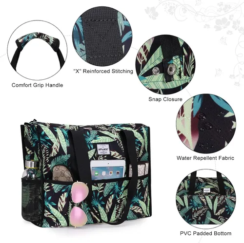 Miniatura 7 de HAWEE Bolsa de mano utilitaria con compartimento para portátil, funda de equipaje con cremallera, multibolsillo, bolso de hombro