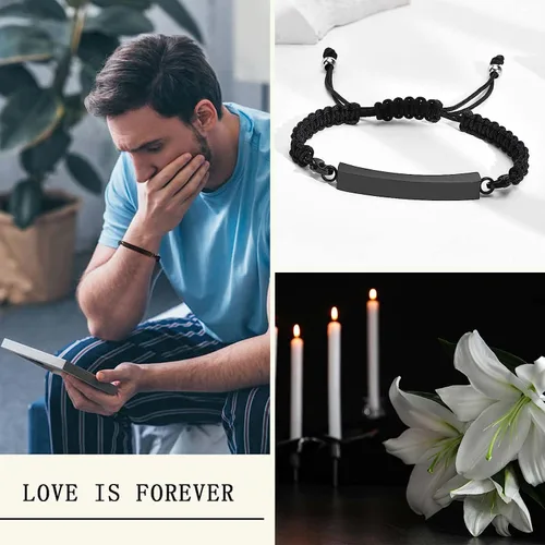 Miniatura 4 de Hisatan Personalized Urn Bracelet for Ashes, Cremation Jewelry Keepsakes for Ashes for Women Men, Handmade Woven Rope Adjustable Ashes Holder