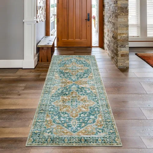 Miniatura 31 de COZYLOOM Alfombra vintage de 2 x 6 pies, estilo oriental con estampado floral, envejecida, estética, bohemia, de felpilla, para entrada, pasillo