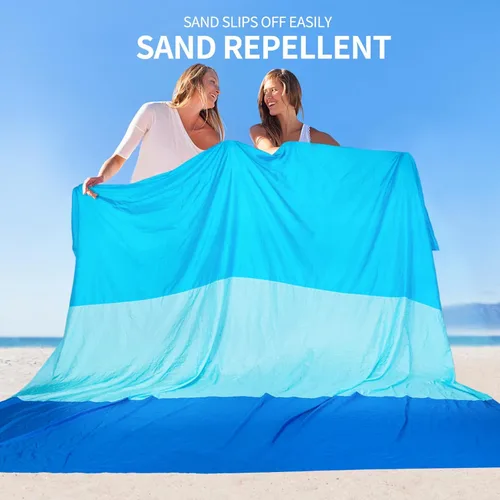 Miniatura 4 de HIHOHO Manta de playa a prueba de arena, impermeable, de secado rápido, ligera, para picnic azteca al aire libre, 79 x 83 pulgadas, 120 x 108 Blue-02