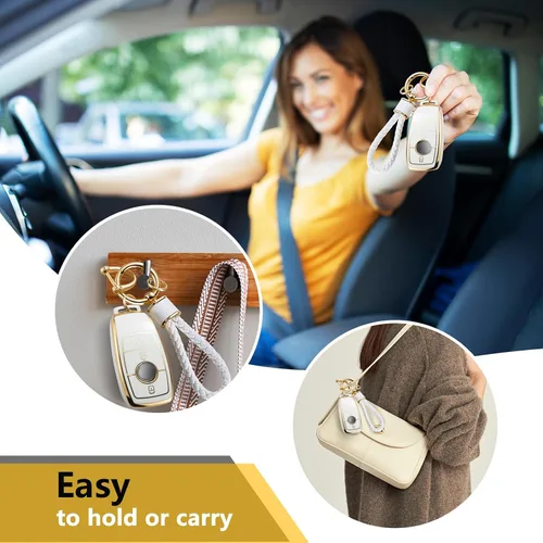 Miniatura 4 de Funda para Llavero Mercedes con Llavero de Cuerda Trenzada de Metal, Funda de Llave Suave Mejorada para Carcasa de Llavero Remoto Inteligente Sin