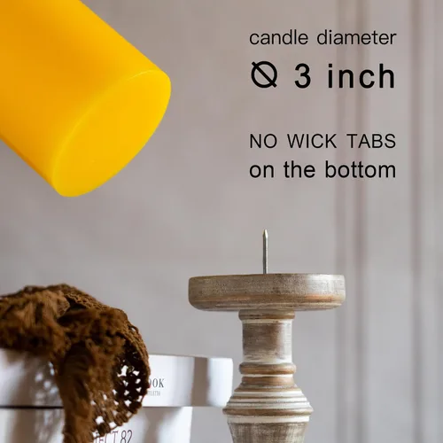 Miniatura 4 de MOZEAL 7.6 cm x 20.3 cm Vela grande sin aroma vertida a mano, juego de 2 velas rústicas sin humo en forma de pilar, combustión lenta, sin goteo