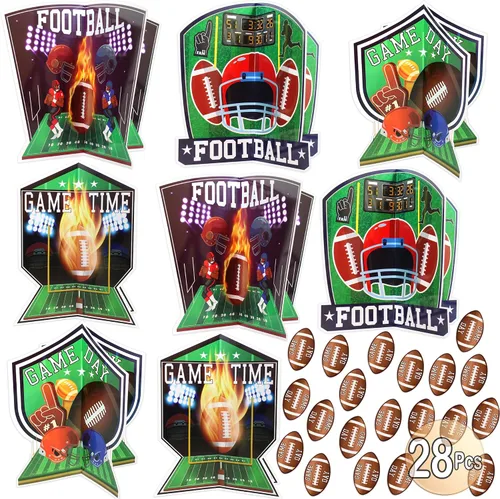 Centros de mesa de fiesta de fútbol | Juego de decoración de fiesta de fútbol 3D de 28 piezas | Suministros para fiesta de cumpleaños de fútbol |