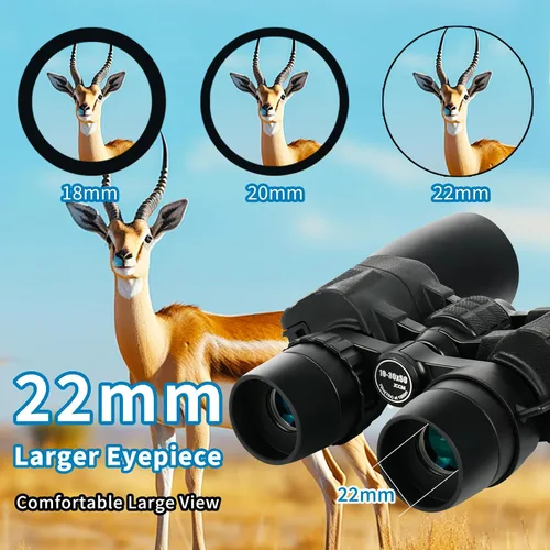 Miniatura 6 de Prismáticos con zoom de 10-30x50 para adultos, alta potencia, visión nocturna con poca luz, prisma BAK4 con lente FMC, Waterpoof, binoculares