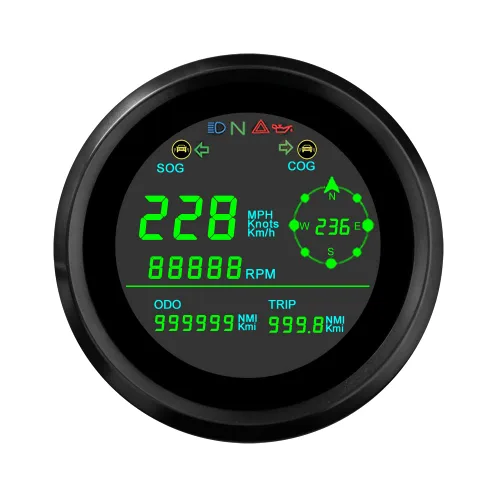 ELING 3.346 in (3 3/8'') Digital 0.0-185.8 mi/h MPH Knots GPS Velocímetro Medidor con tacómetro 0-19999RPM Total Kilometraje Ajustable para Auto