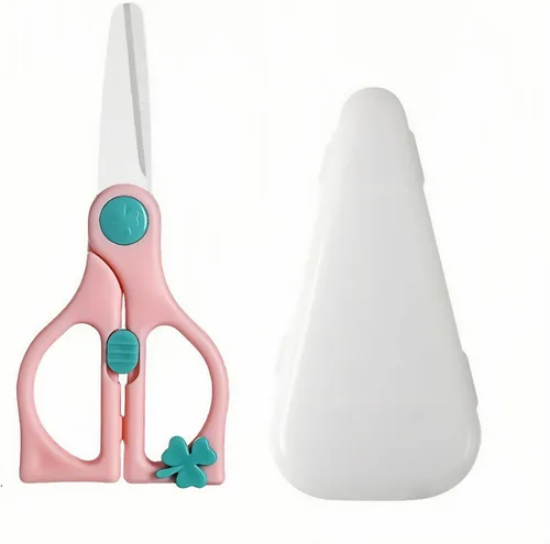Tijeras de comida para bebés, tijeras de cocina de cerámica seguras para niños pequeños con bloqueo de seguridad y estuche de viaje, las mejores