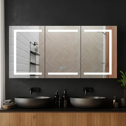 Miniatura 12 de Blossom Rigel - Botiquín de 20 x 26 pulgadas con espejo LED empotrado o superficie con luces, gabinete de baño con bisagra derecha, desempañador