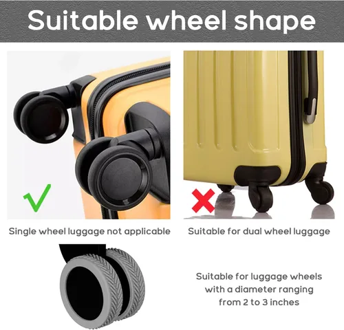 Miniatura 5 de Fundas para ruedas de equipaje, 8 piezas, cubierta de rueda de maleta, cubierta protectora de silicona para la mayoría de accesorios de equipaje