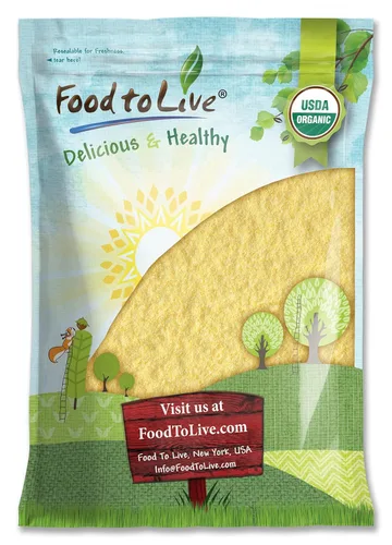 Miniatura 9 de Food to Live Harina de maíz orgánica, 2.5 libras sin OMG, grano entero, comida finamente molida, vegano, kosher, maíz molido amarillo a granel.