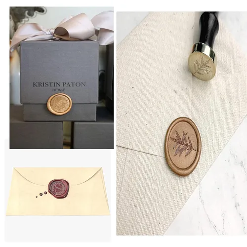 Miniatura 5 de 12 varillas de cera de sellado con mechas para sello de letras para invitaciones de boda, decoración de embalaje (rojo y dorado)