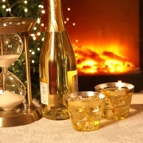 Miniatura 4 de Lounsweer 100 vasos de plástico con borde de 9 onzas, copas de cóctel transparentes resistentes desechables para cumpleaños, despedidas de soltera