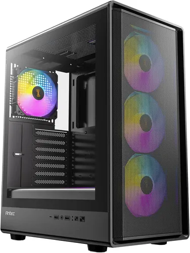 Antec P6 Neo ARGB, 4 ventiladores PWM ARGB incluidos, soporte de radiador superior de 9.449 in, tipo C 3.2 Gen 2, panel lateral de vidrio templado
