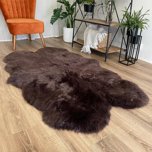 Miniatura 16 de HUAHOO Alfombra de oveja auténtica de alta calidad, piel de oveja australiana, esponjosa, de lujo, natural, de piel de cordero esponjosa