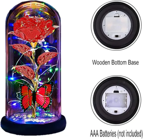 Miniatura 2 de Flores para el Día de la Madre, regalos para mamá, esposa, ella, mujer, rosa iluminada en una cúpula de cristal, rosa para el día de la madre, Rojo