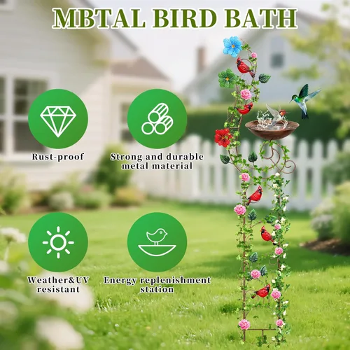 Miniatura 2 de YADOOLIFE Bañera para pájaros de 57 pulgadas con enrejado de jardín para plantas trepadoras al aire libre, pequeños enrejados decorativos de metal