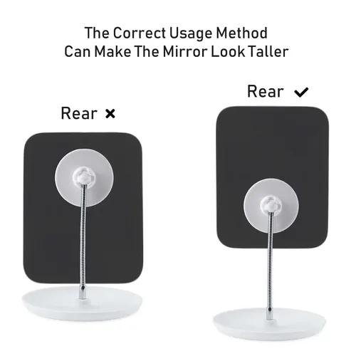 Miniatura 11 de LFOYOU Espejo de tocador de mesa con soporte, espejo de maquillaje para escritorio, cuello de cisne flexible ajustable, rotación de 360°, plegable